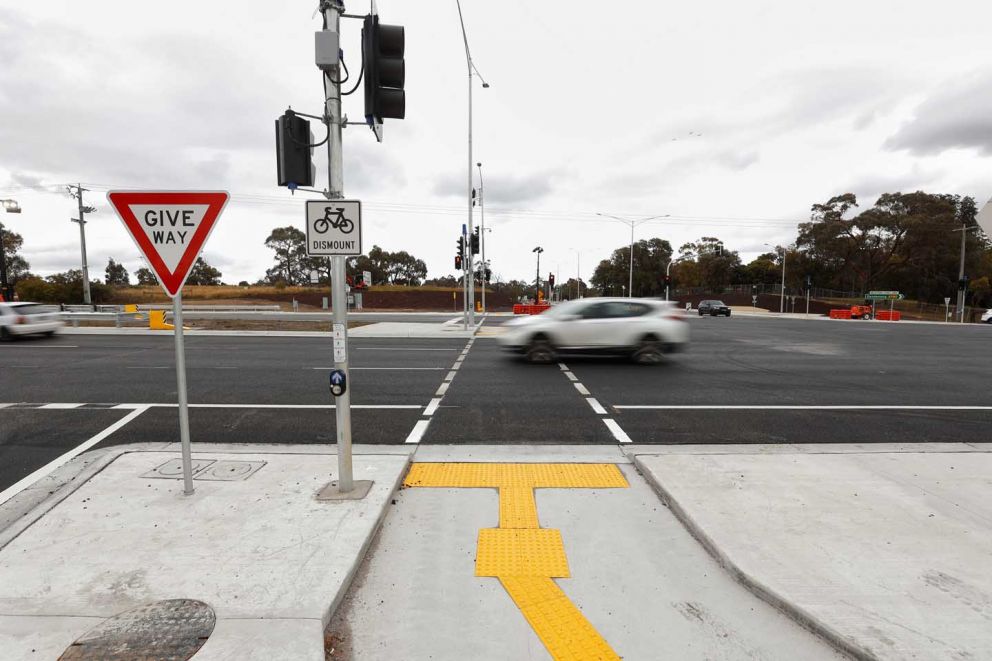 A new pedestrian crossing at the Ballarto Road intersection