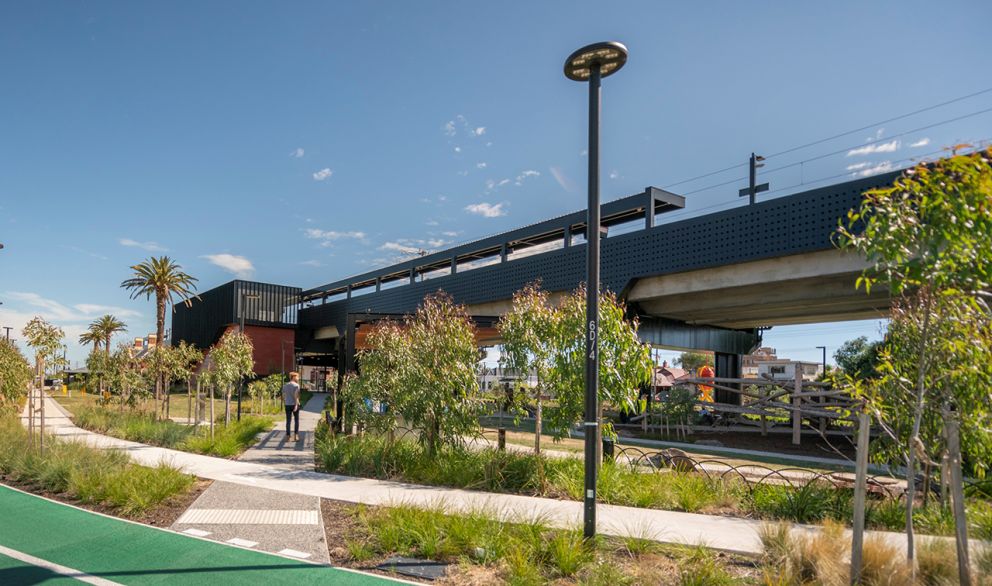 New open space and landscaping at Moreland Station