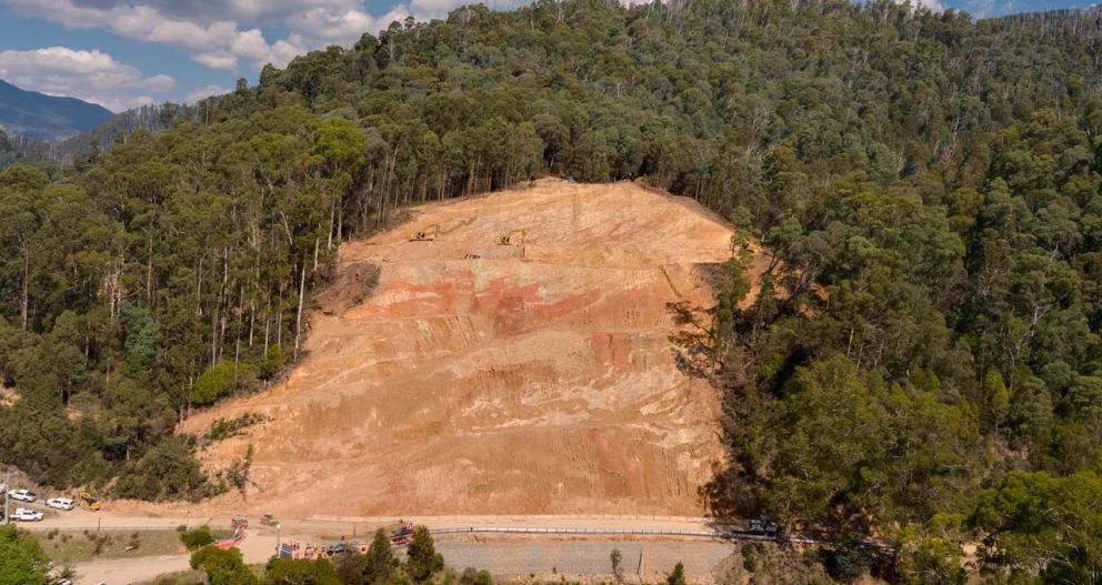 A birds-eye view of the landslip 5 April