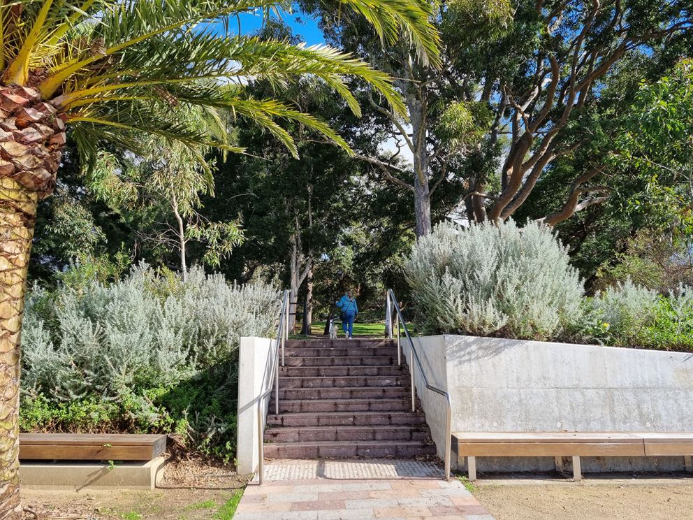 Outside staircase leading into Cheltenham park and reserve