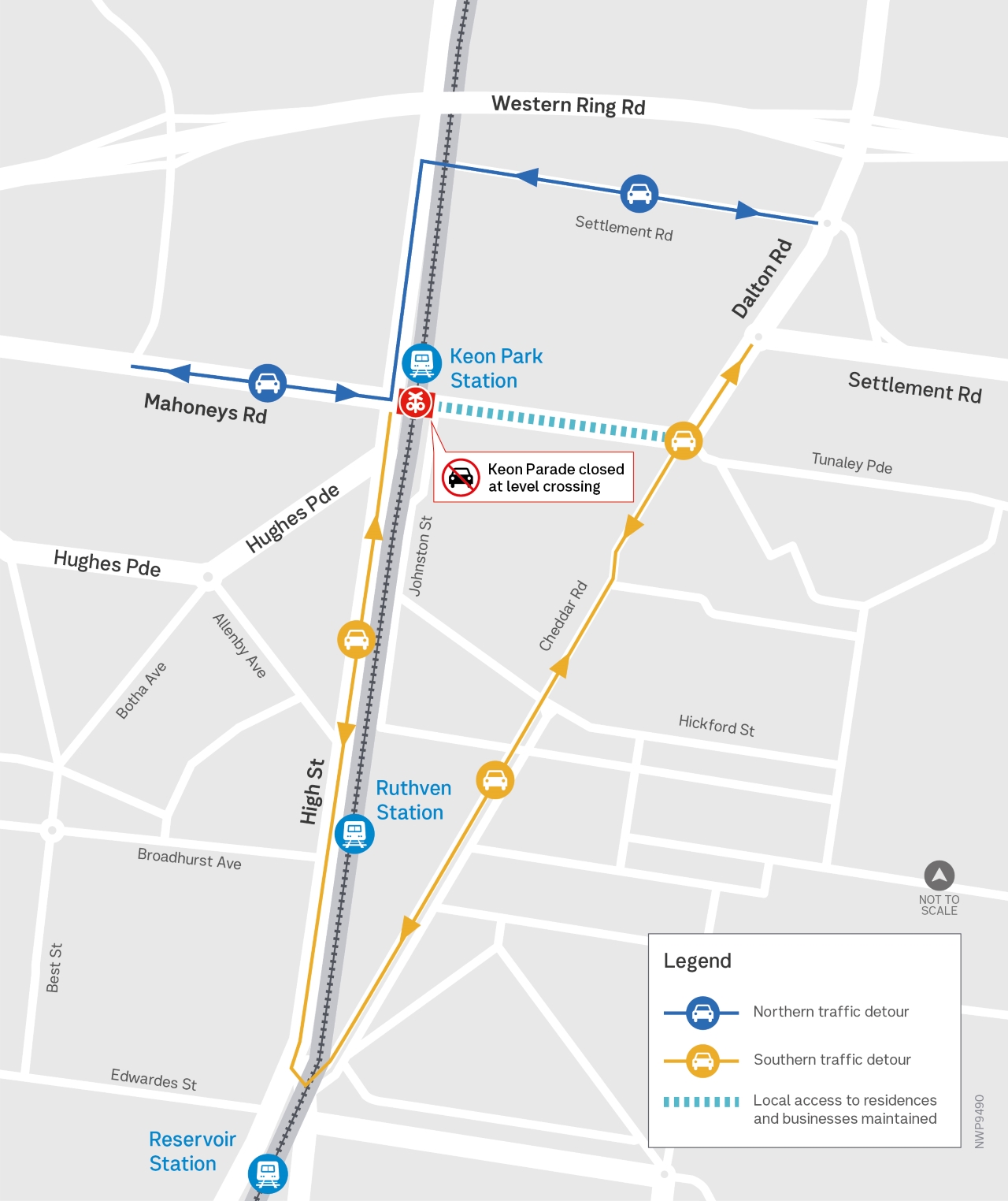 Keon Parade road closure map