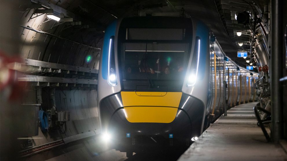 Close up of the first test train in the Metro Tunnel