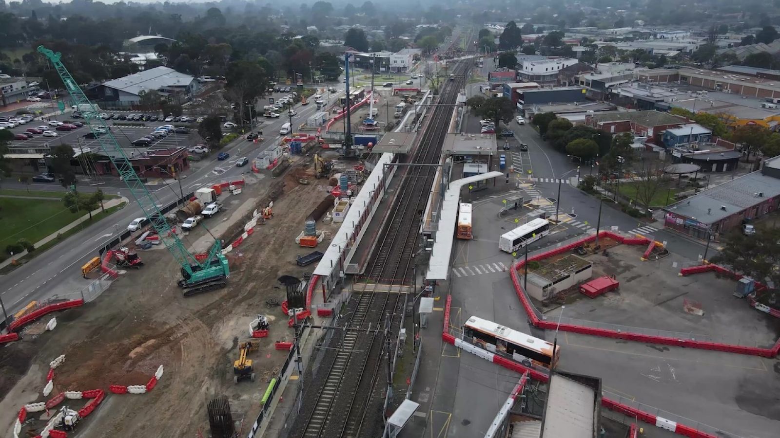 Croydon Level Crossing drone image of worksite