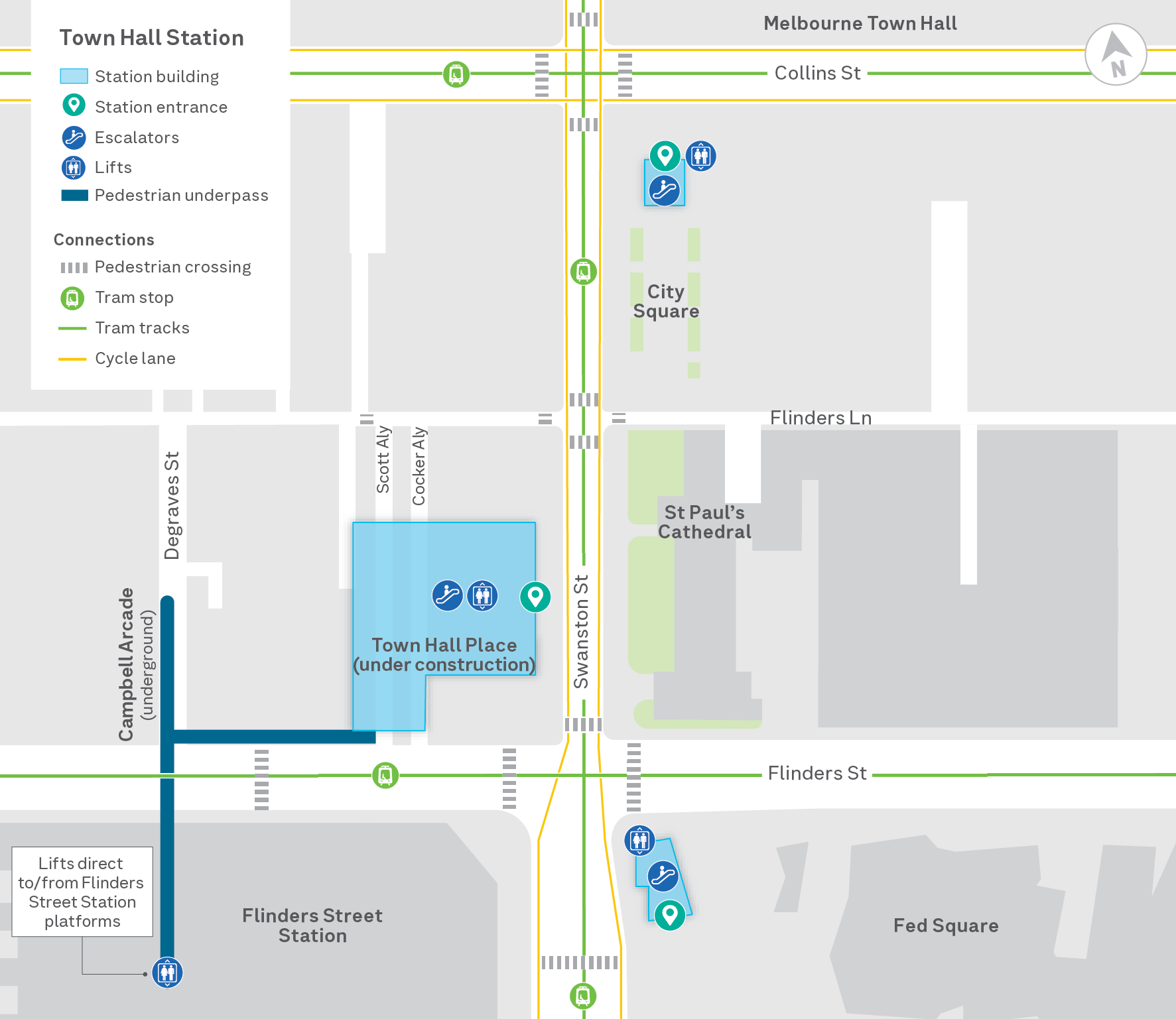 Town Hall Station precinct map