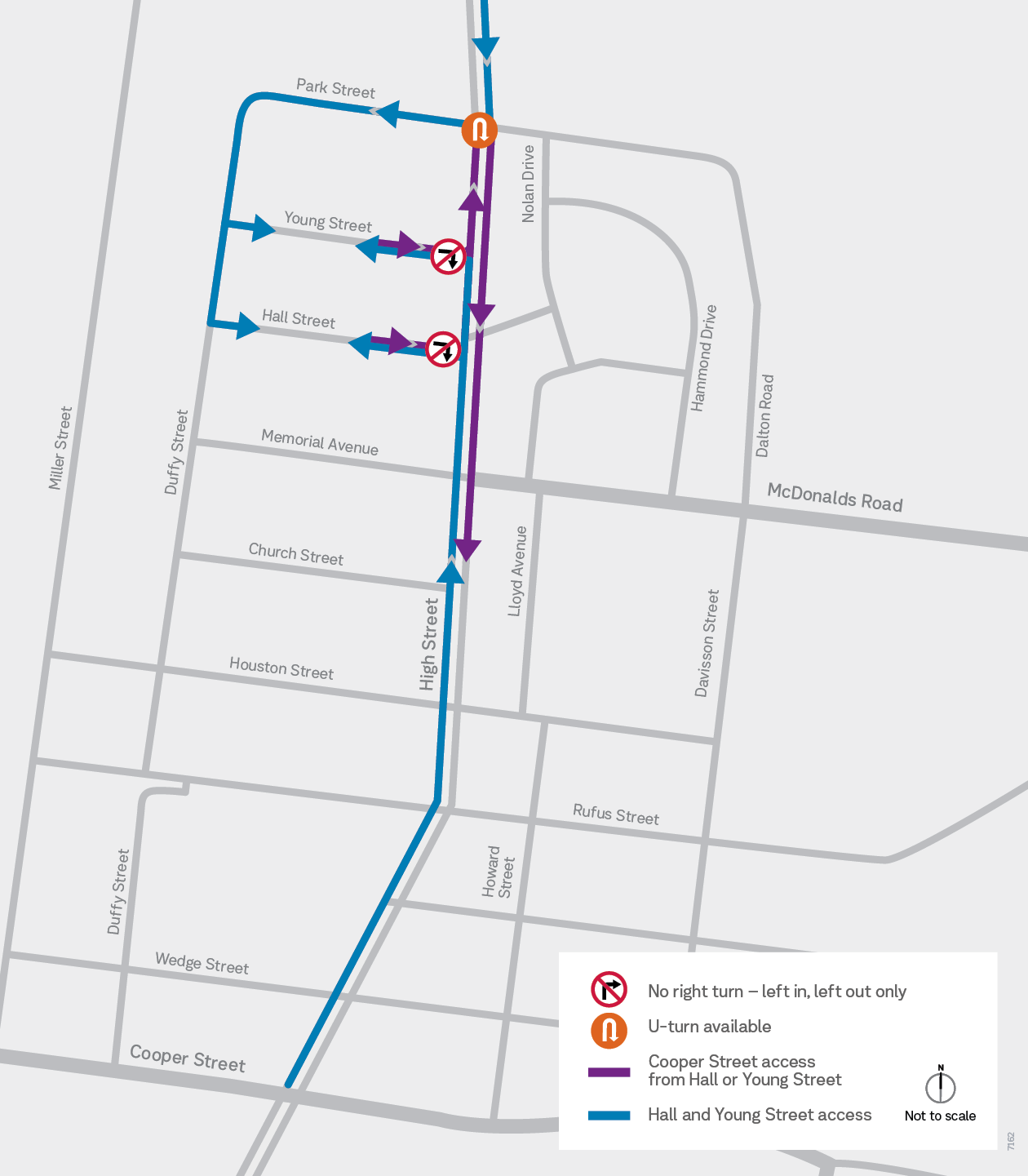 Hall & Young St Access Changes Map