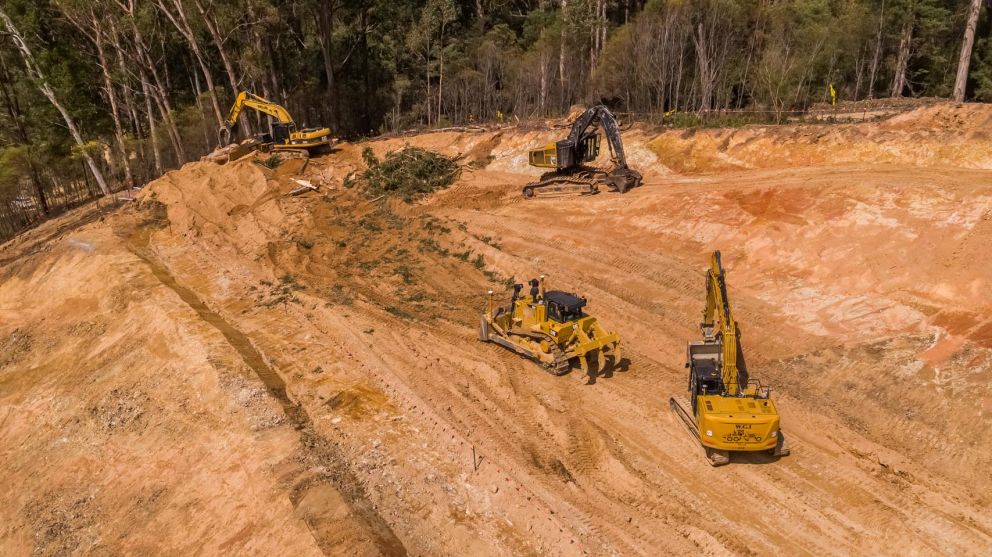 Machines continue clearing works on the side of the landslip