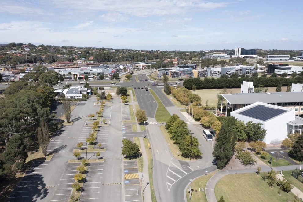 Artist impression of the new Kangan Drive intersection from Sir Gustav Nossal Boulevard