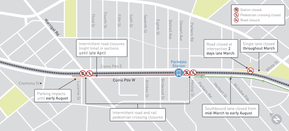 A map shows detours and closures around Parkdale