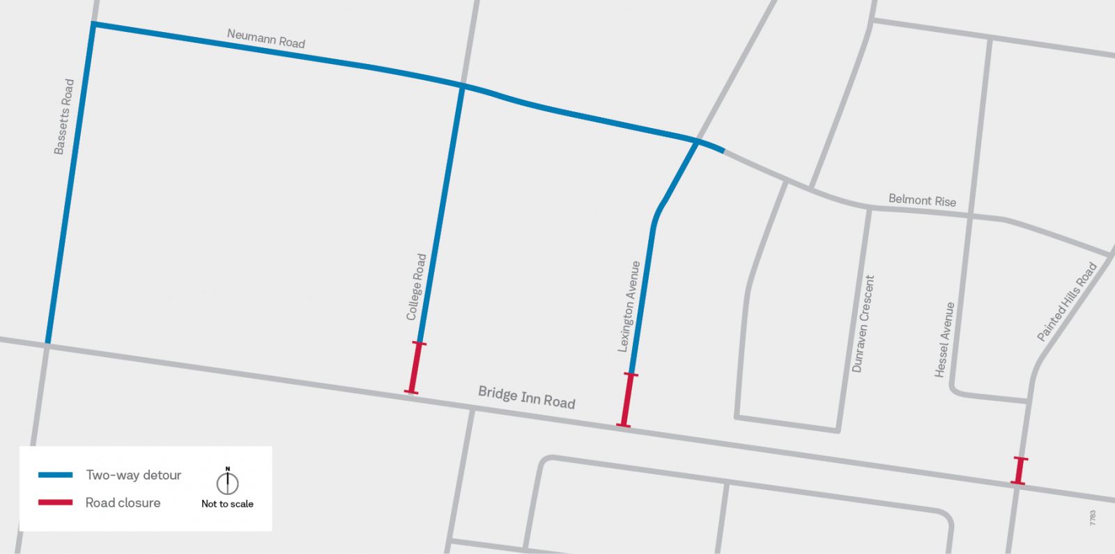 Lexington Ave and College Rd Closure Map