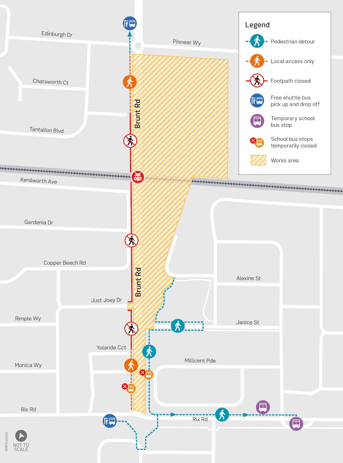 Brunt Road, shuttle bus detour map