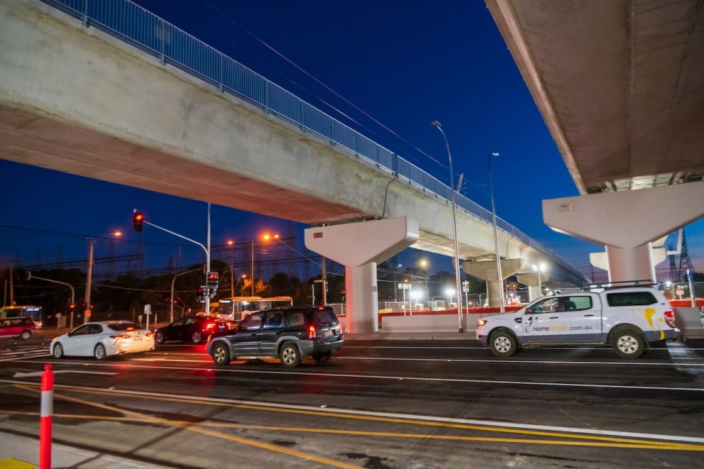 Cars driving on Keon Parade