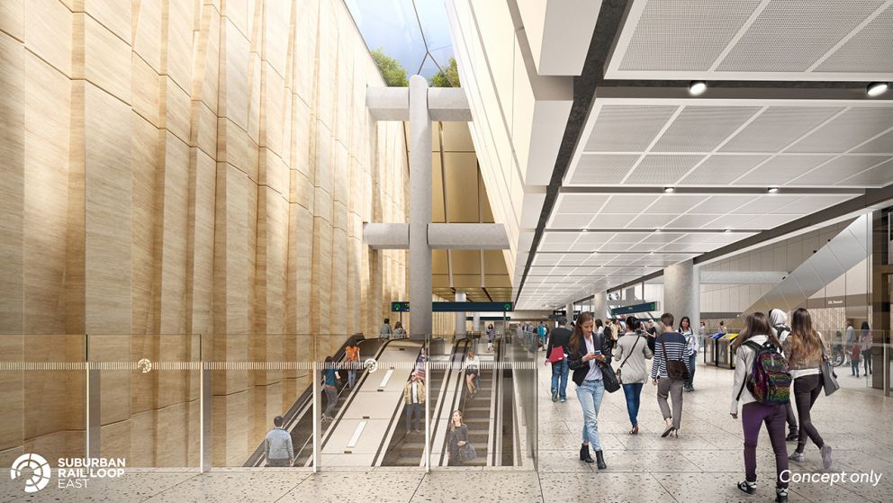 SRL Key directions render for SRL Monash station