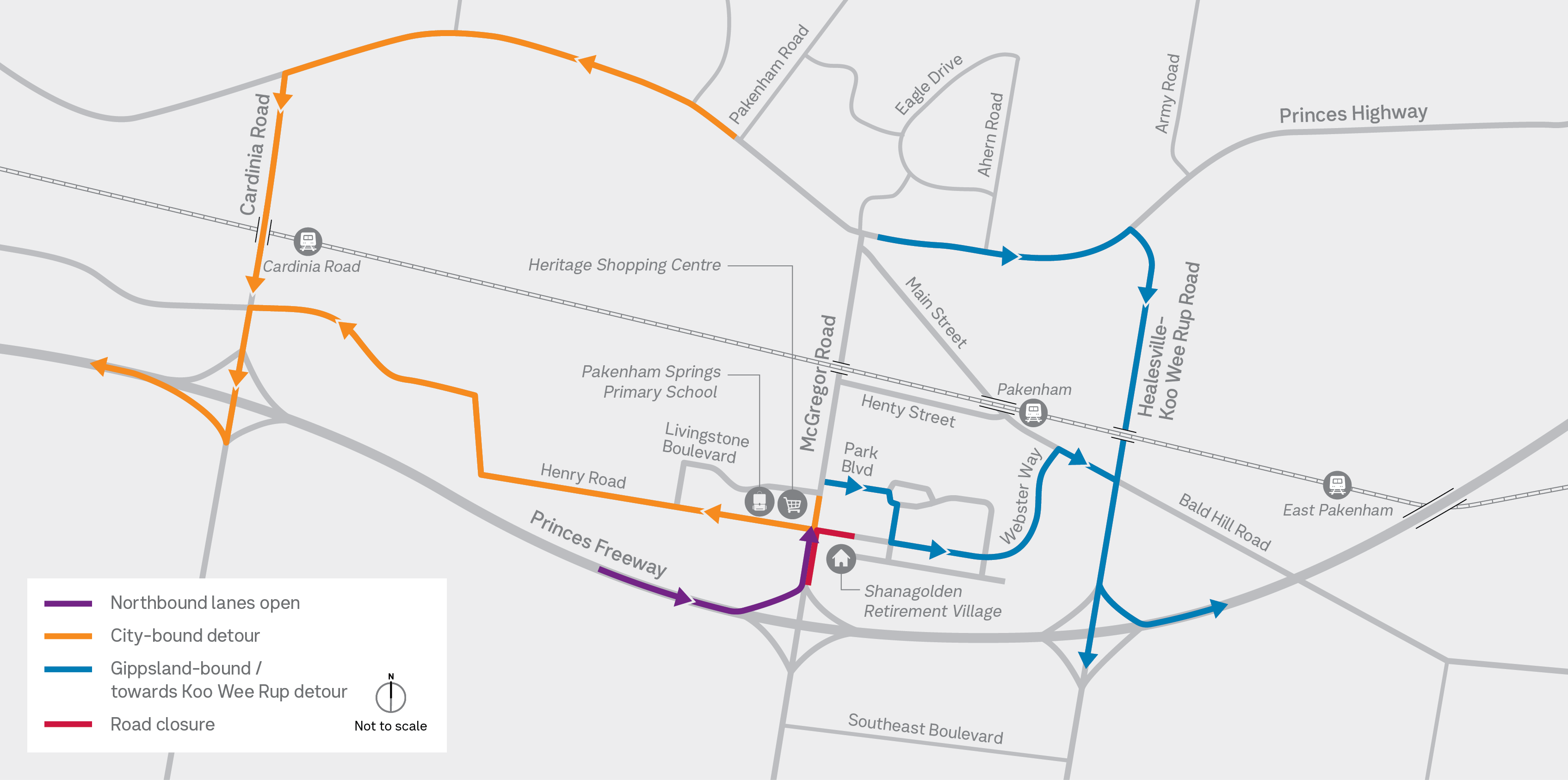 McGregor Rd and Webster Way Detour Map