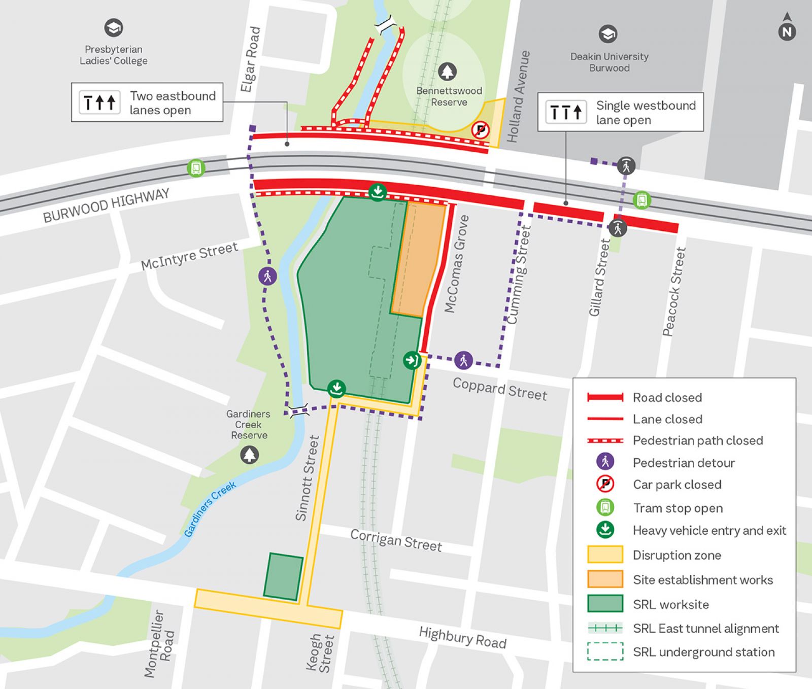 Road, lane and pedestrian closures and detours will be in place during August