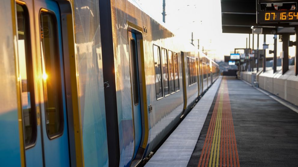 One of the first trains through the new Croydon Station