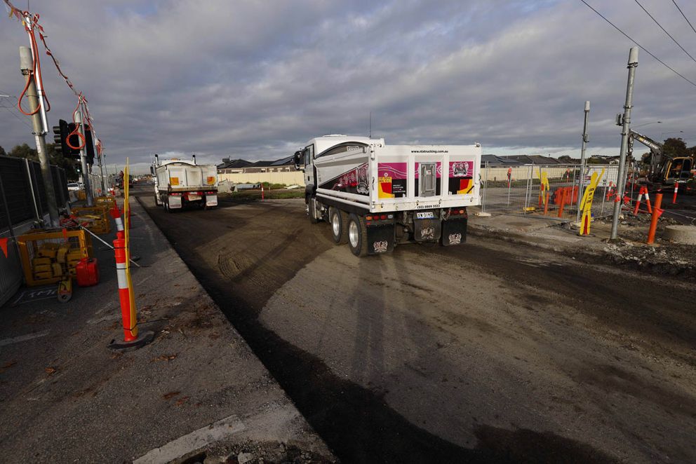  May 2024- Works behind barriers to build new northbound lanes on McGregor Road