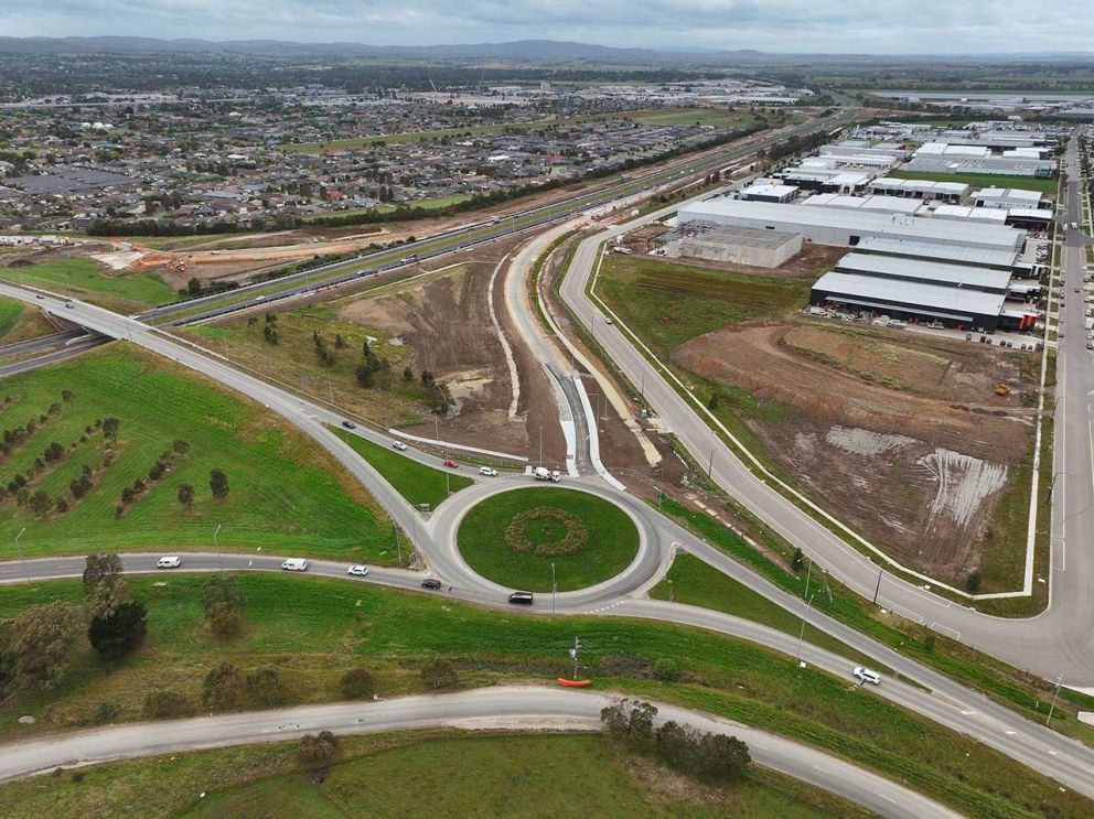 November 2023- An aerial view of the new McGregor Road inbound exit ramp