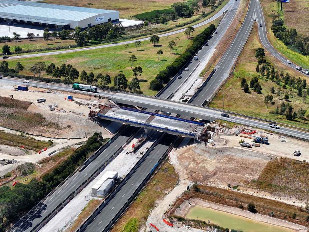 March 2024- Aerial view of the new Healesville-Koo Wee Rup Road bridge