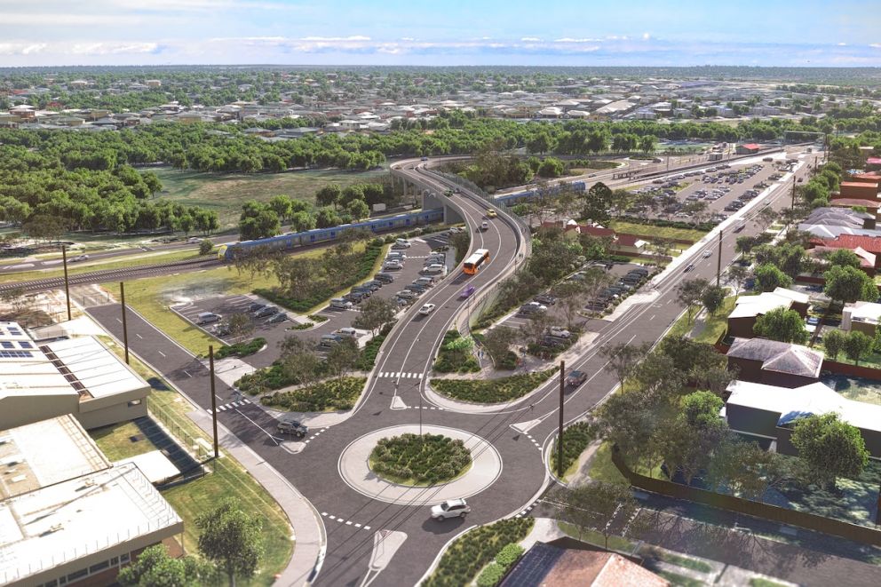 New Station Street roundabout and road bridge. Artist impression only, subject to change