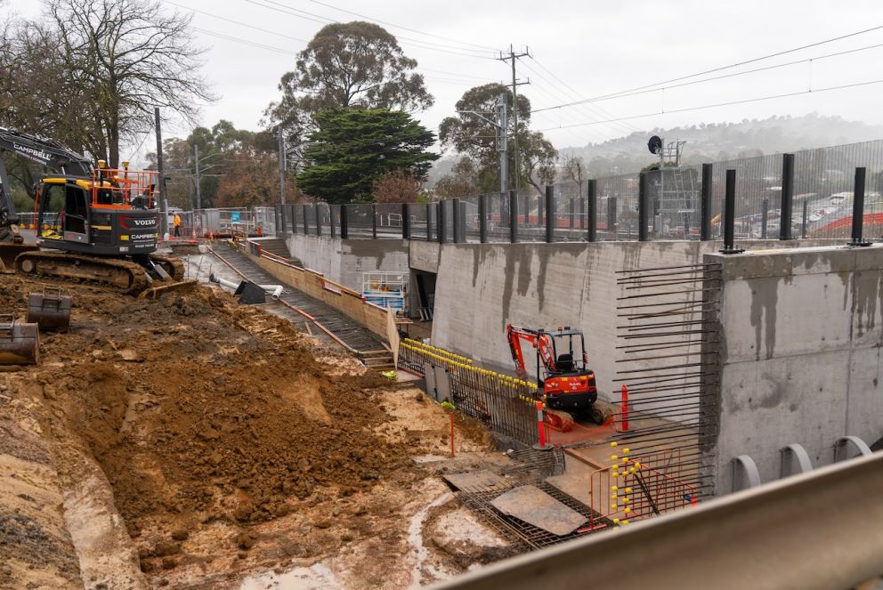 July 2024 – New underpass taking shape. Looking towards Melba Avenue