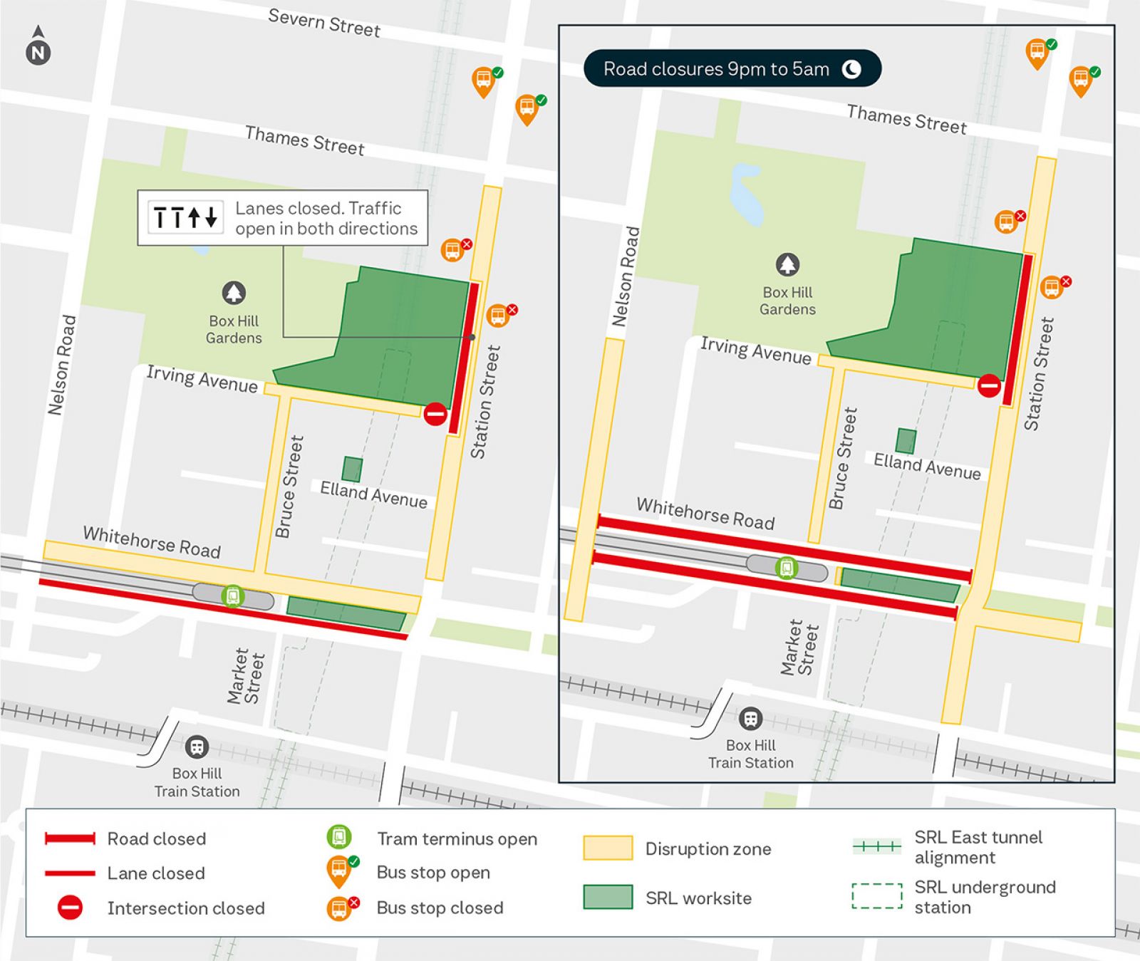 Map showing works happening in Box Hill during October