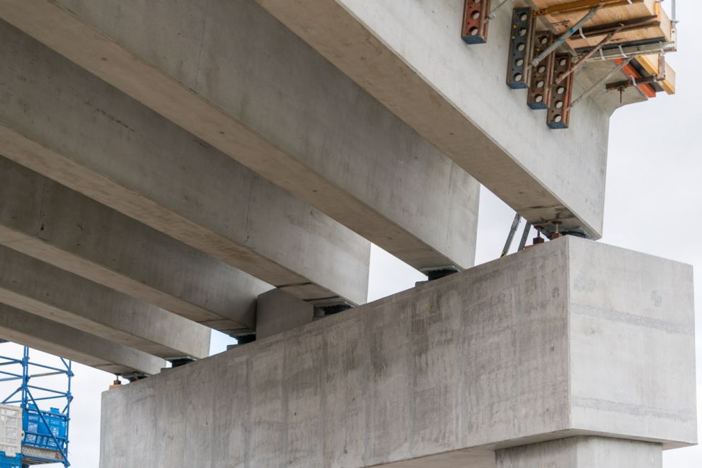 The new road bridge is taking shape at Old Calder Highway