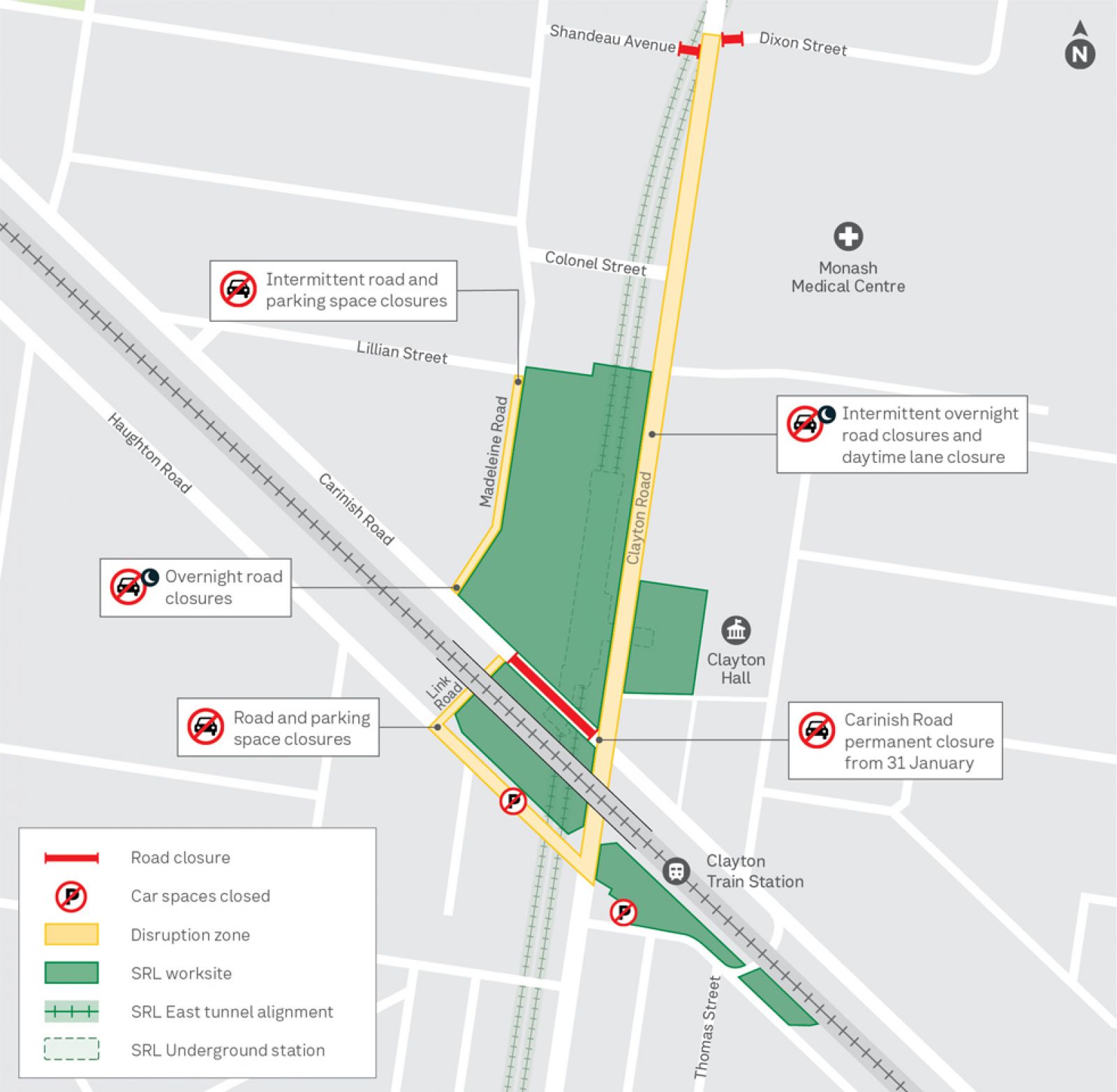 Works happening at Carinish Road and Haughton Road with include road and lane closures during February.