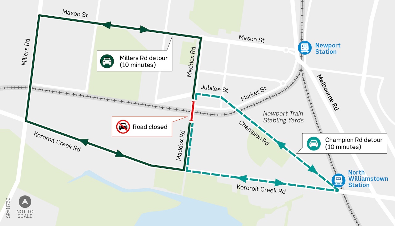 Maddox Road closure detour map