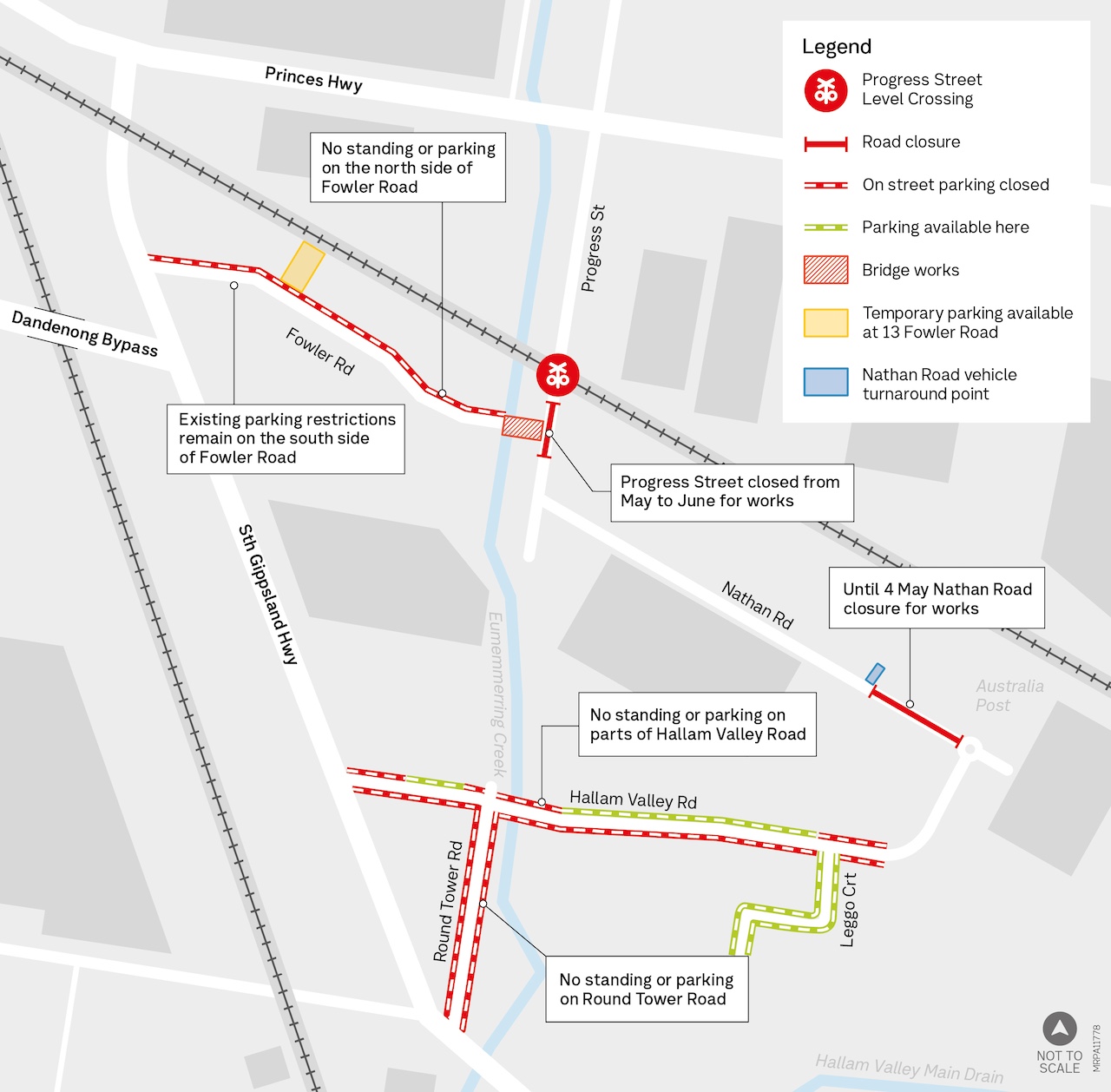 Parking restrictions and wayfinding map