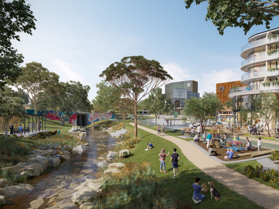 Artist impression of Burwood precinct for SRL East.