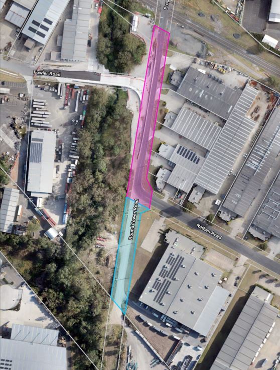 Map showing part closure of Progress Street and Round Tower Road 