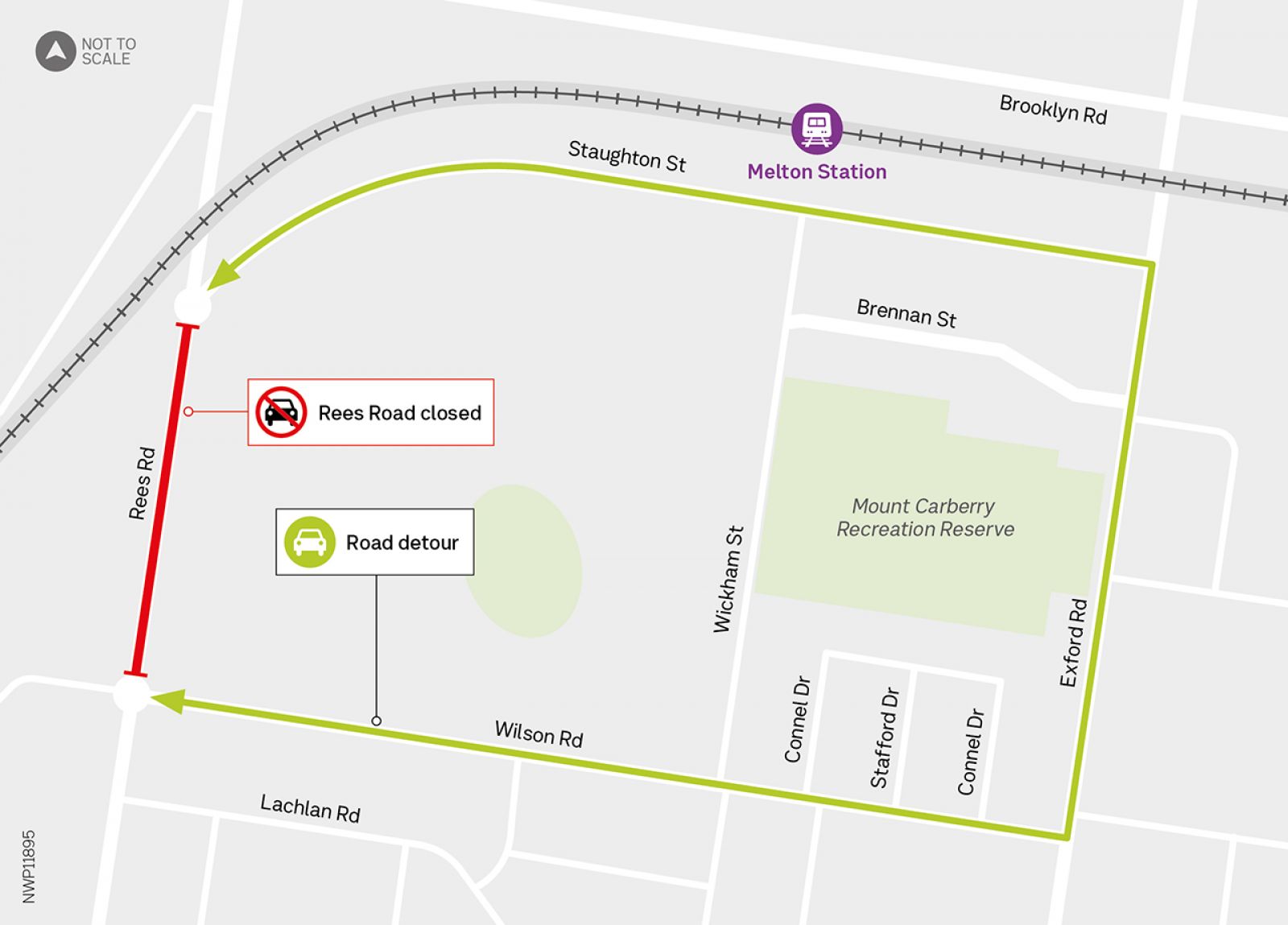Rees Road Closure Detour Map June