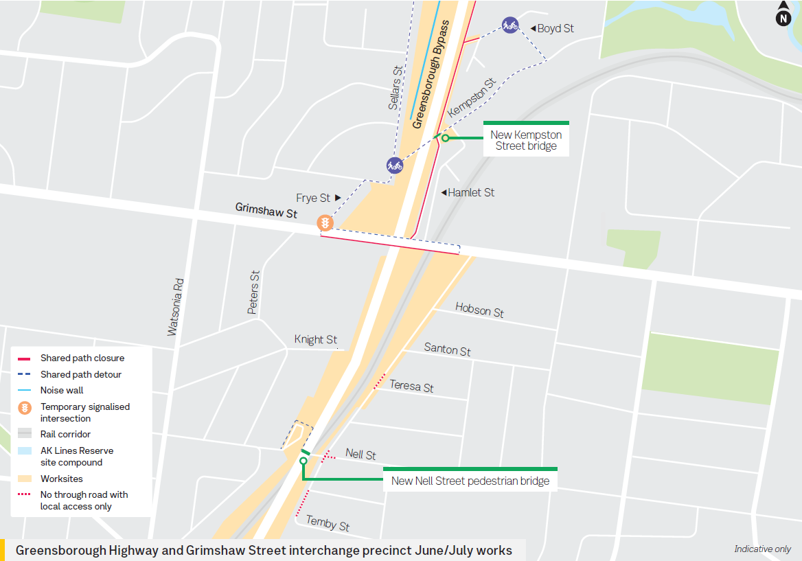 Map of works Greensborough Highway