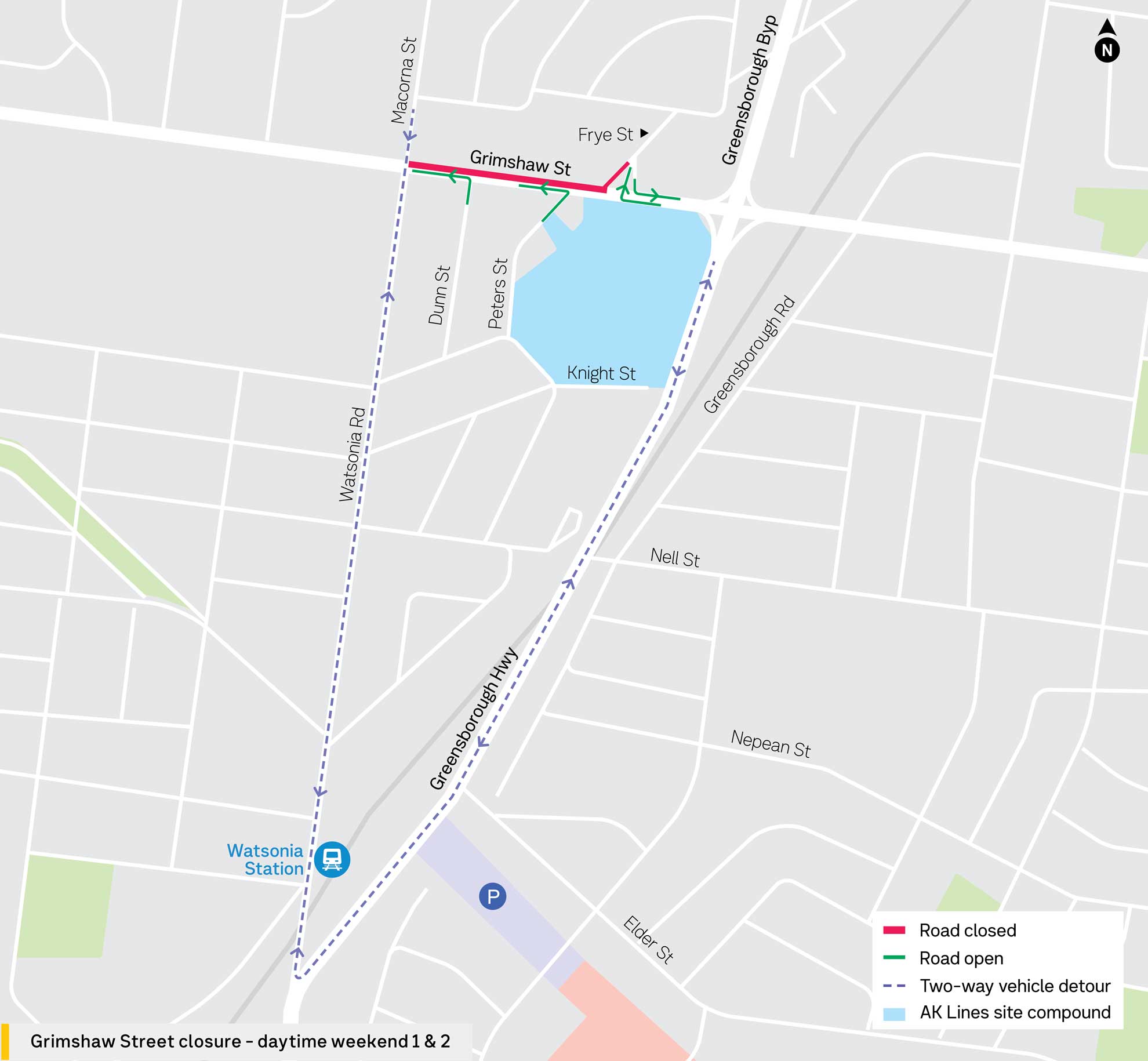 Grimshaw Street closure - daytime weekend 1 and 2