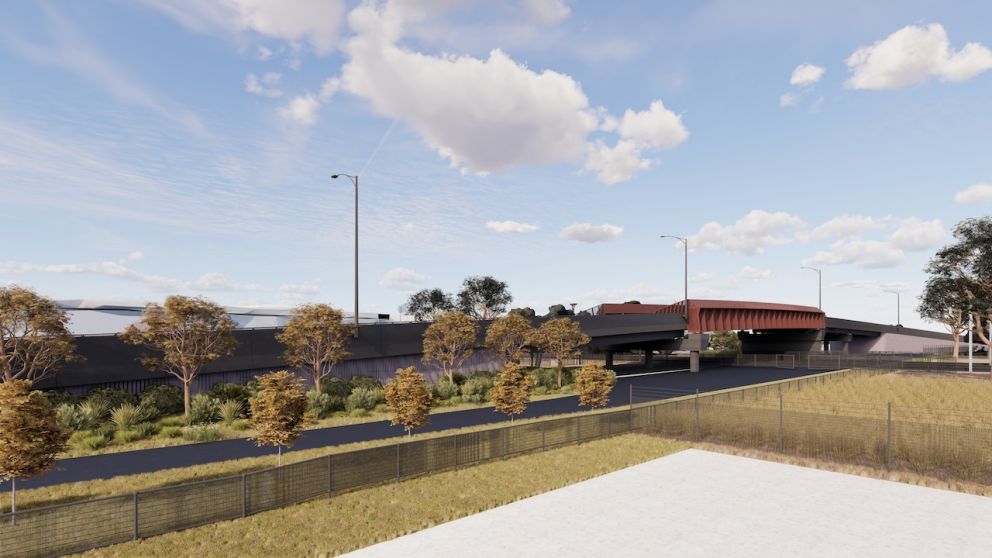 Looking towards the new road bridge from the east side of Maidstone Street. Artist impression only, subject to change