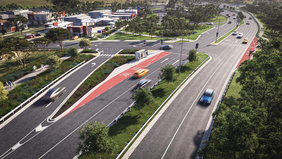Artist's impression of the Activity Way and Yan Yean Road intersection 10 years after project completion