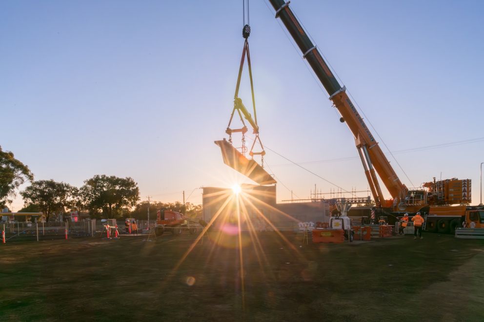 Weighing in at 100 tonnes, these L-beams are made specifically for level crossing removals