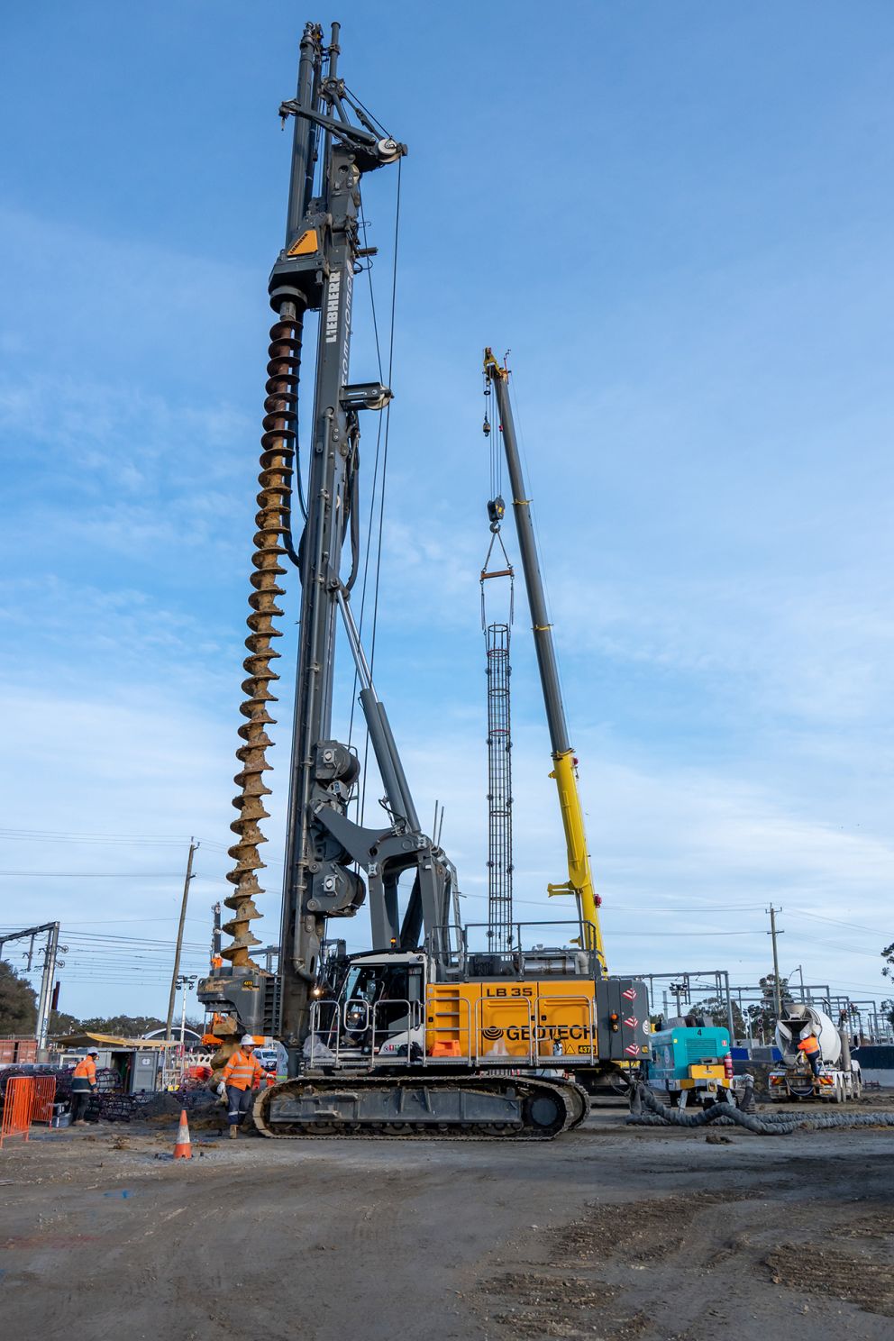 Continuous flight auger piling for the new road underpass