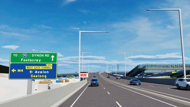 Signage - traevelling to Dynon Road and WGT - westbound