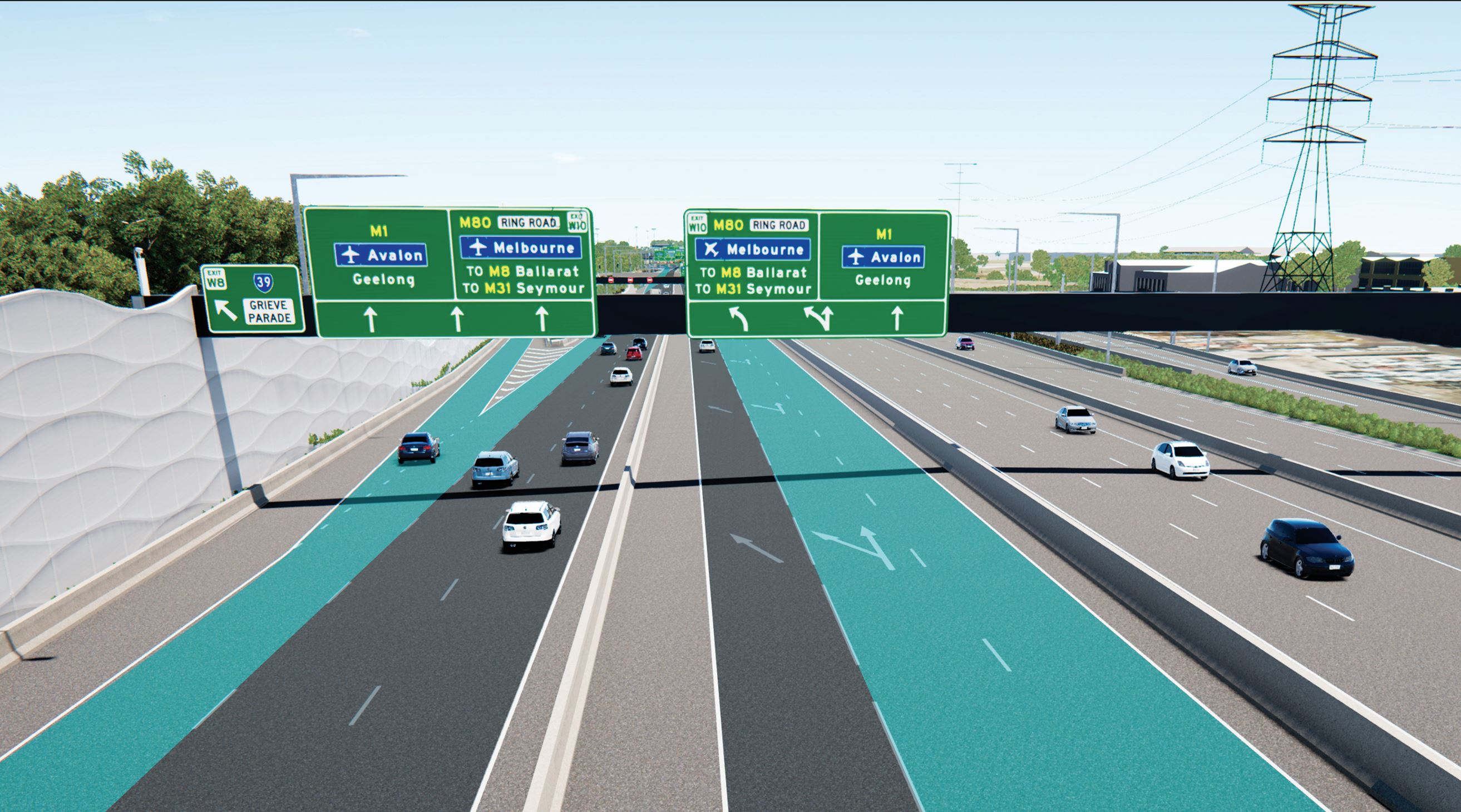 Using the express and outer lanes on the West Gate Freeway - outbound direction