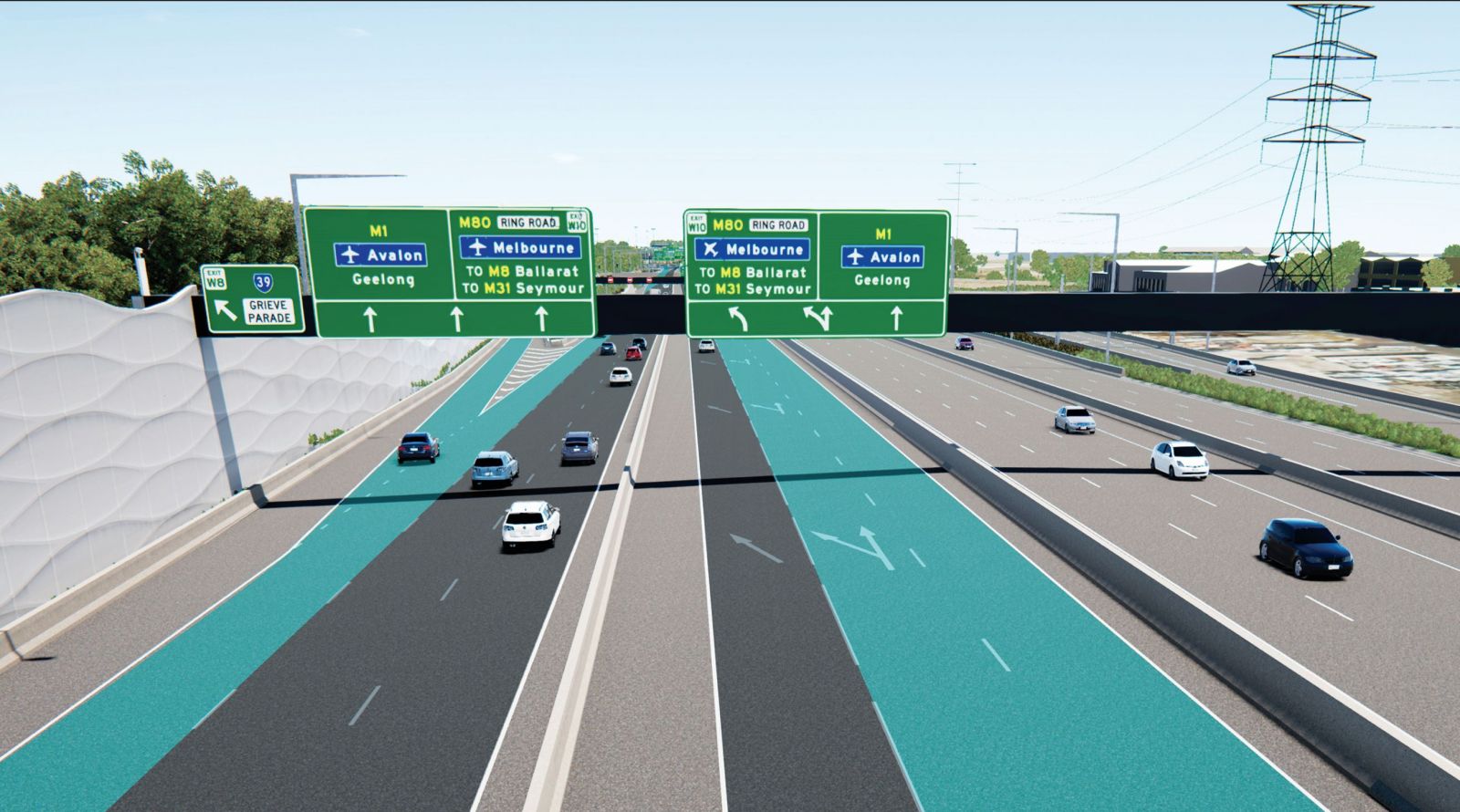 Using the express and outer lanes on the West Gate Freeway - outbound direction