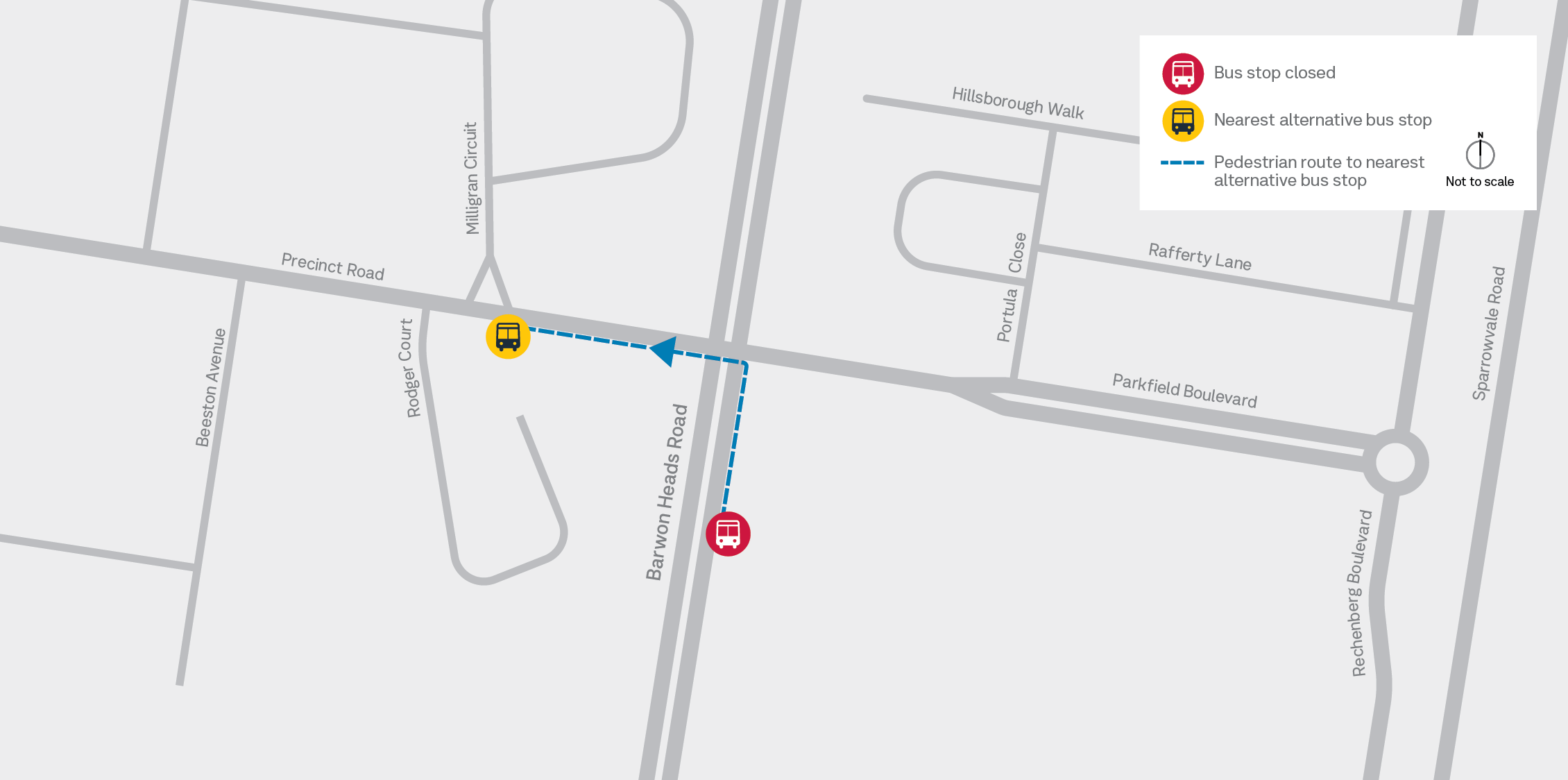 Parkfield Blvd Bus Stop Relocation Map