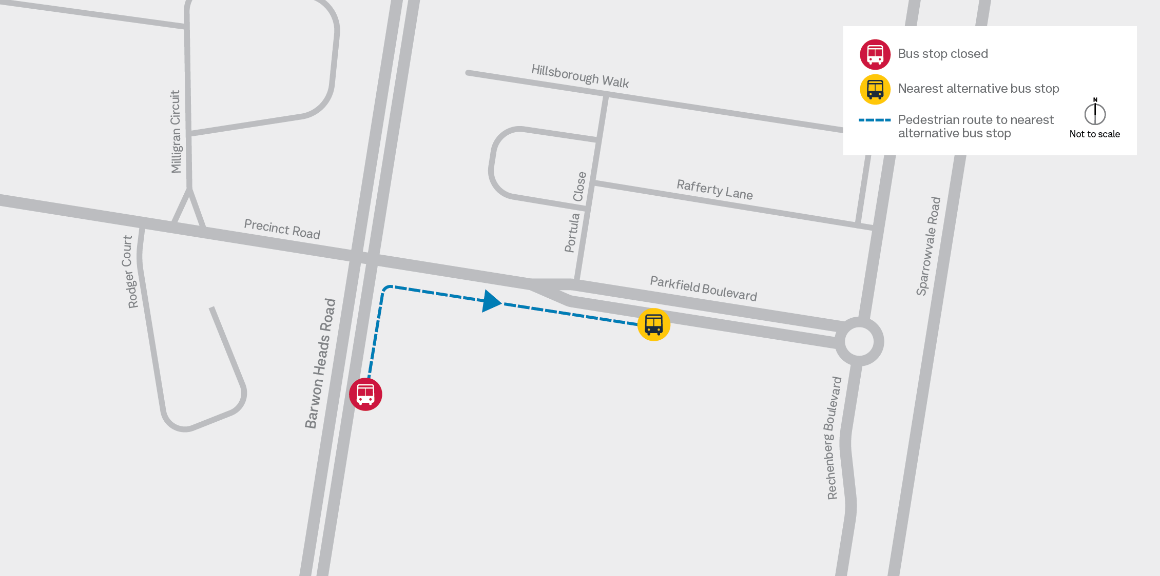 Parkfield Blvd Bus Stop Relocation Map