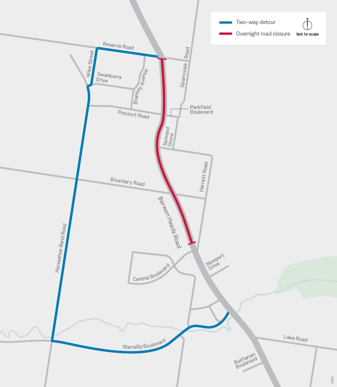 Night Closure Detour Map