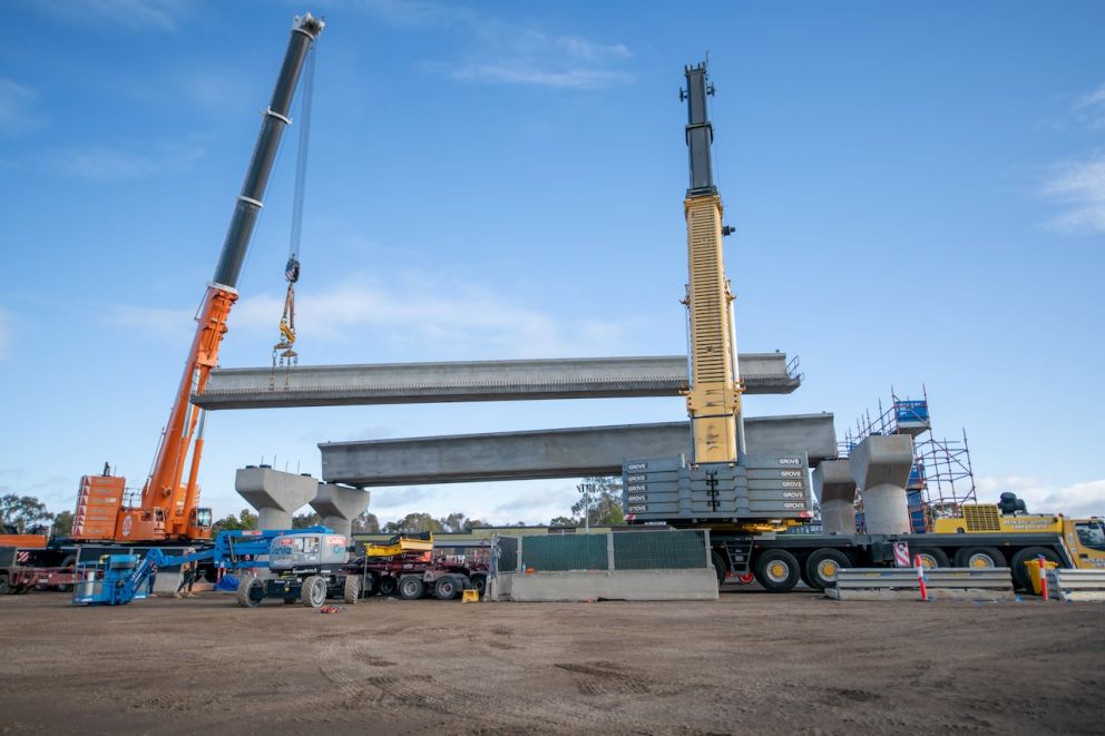 Installing L-beams at Coburns Road in Melton