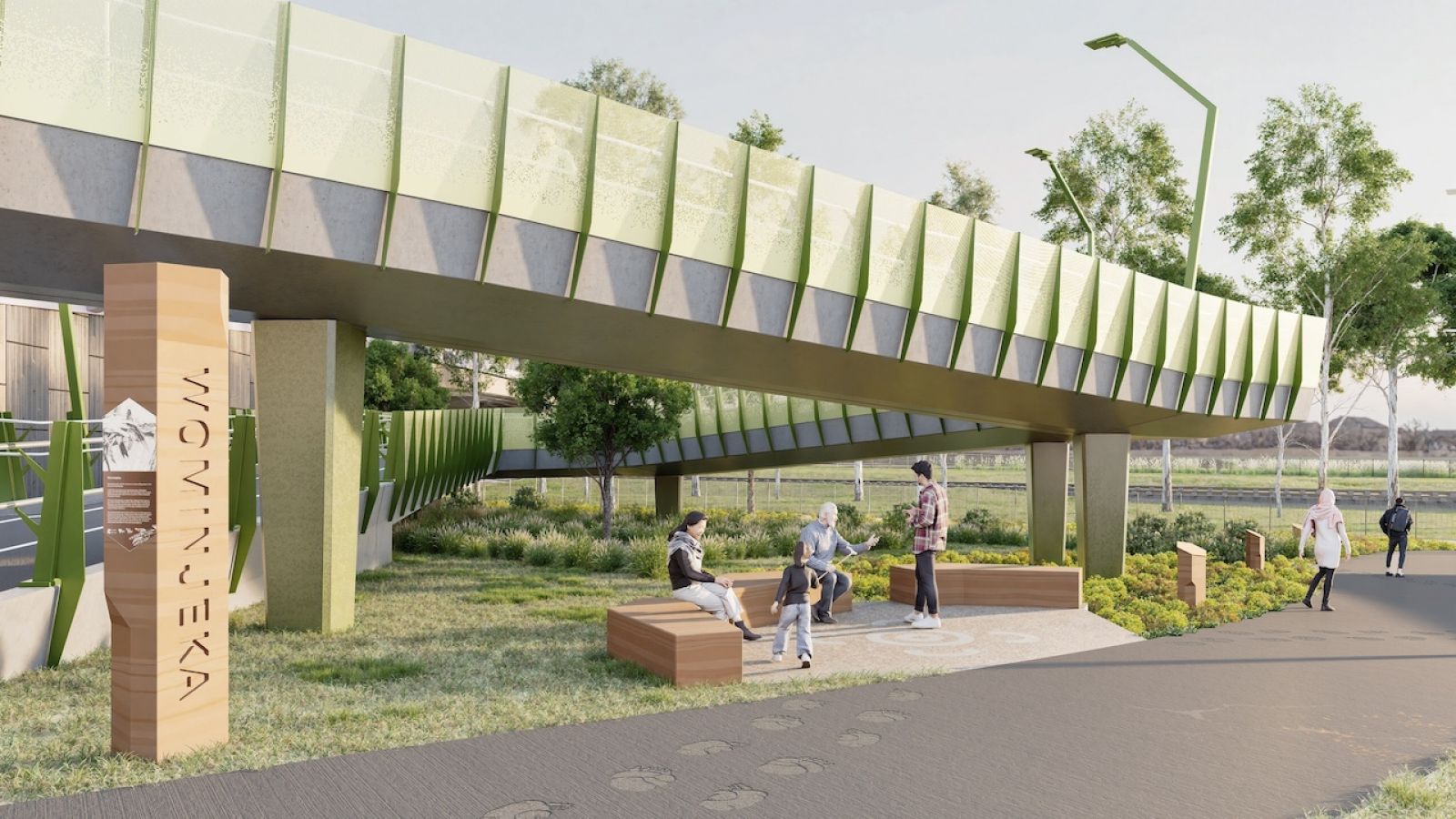 A new indigenous co-designed seating area is coming to Calder Park. Artist Impression, subject to change.