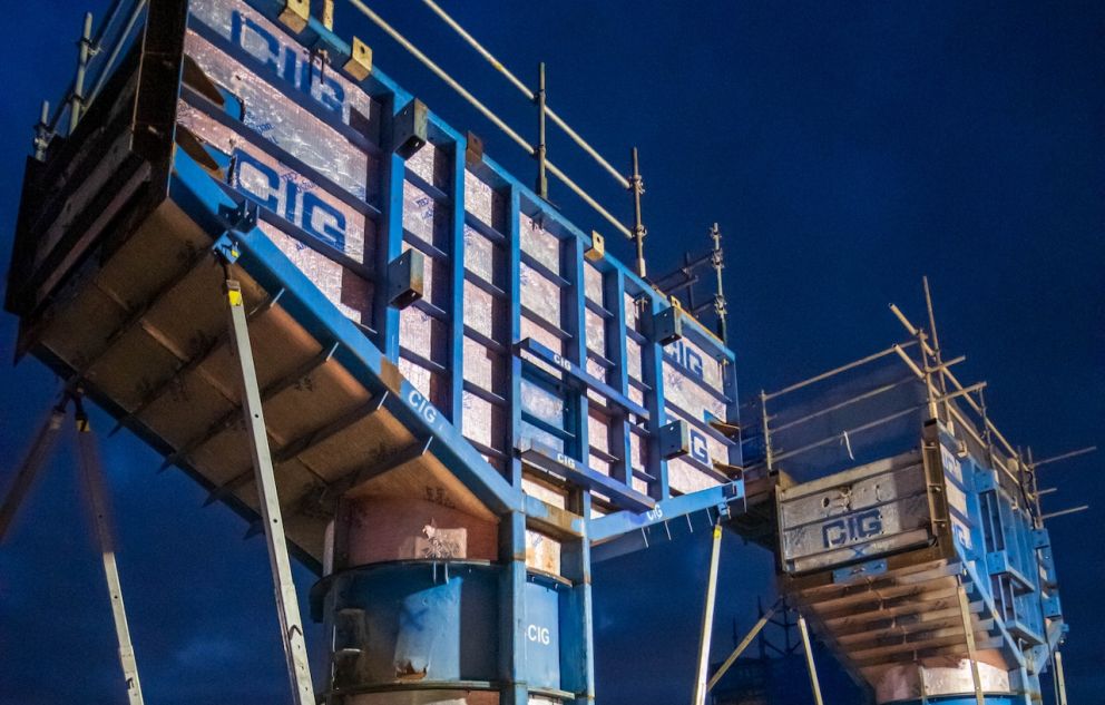 Piers and crossheads are being built throughout the new station precinct to support rail bridges