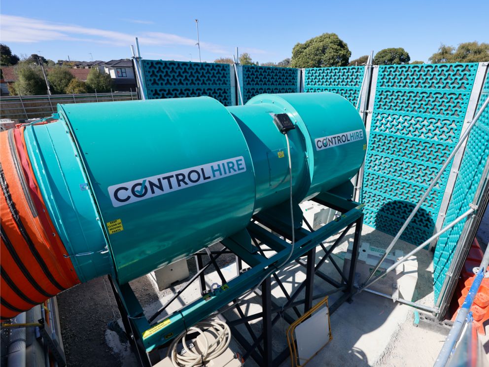 Image shows recycled and reusable noise walls being used at SRLs Burwood site