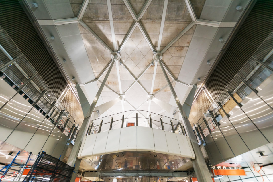 Construction of the station concourse beneath City Square