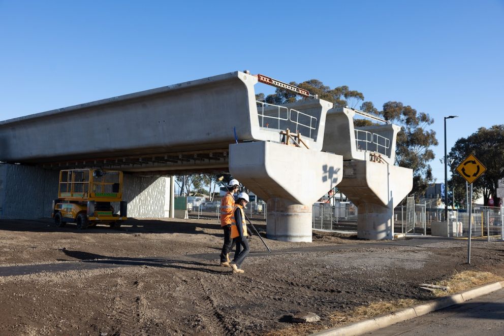 Rail bridges at Exford Road in Melton